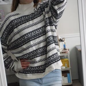 Ann Taylor Factory Black and White Turtleneck Sweater